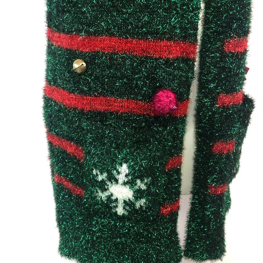 Blizzard Day Christmas Holiday Long Vest Sparkly Metallic Turf Like Texture 🎄 - Picture 5 of 9